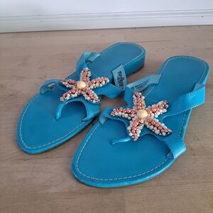 Turquoise Beaded Starfish Sandals – Size 9